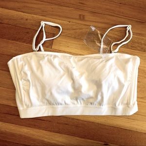NWT Juniors’ Ribbed Longline Bandeau Bikini Top